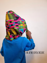 Load image into Gallery viewer, Childrens Blue African print Kente hoodie all in one