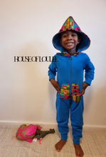 Load image into Gallery viewer, Childrens Blue African print Kente hoodie all in one
