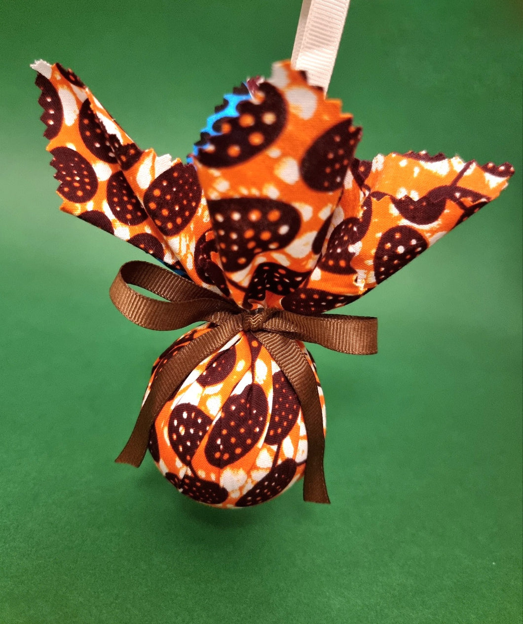 African Print Bauble with Ribbon Finish