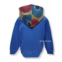 Load image into Gallery viewer, African print hoodie, blue, childrens, unisex, pink, green, blue, orange, yellow
