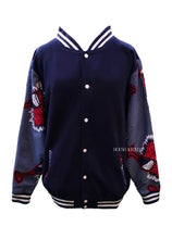Load image into Gallery viewer, Cheers Navy Varsity Jacket (Unisex)