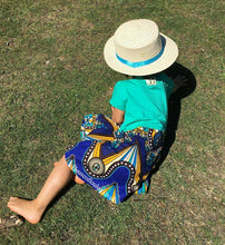 Load image into Gallery viewer, green and blue African print Jersey Dress  
