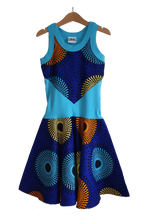 Load image into Gallery viewer, African print blue girls dress childrens
