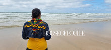 Load image into Gallery viewer, Womens African print Kente, crop denim jacket 
