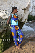 Load image into Gallery viewer, African print tank top, blue, orange, tank top and trousers, girls, childrens
