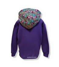 Load image into Gallery viewer, African print hoodie, purple, turquoise, children&#39;s, unisex
