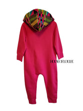 Load image into Gallery viewer, Childrens Pink African print Kente hoodie all in one
