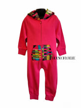 Load image into Gallery viewer, Childrens Pink African print Kente hoodie all in one
